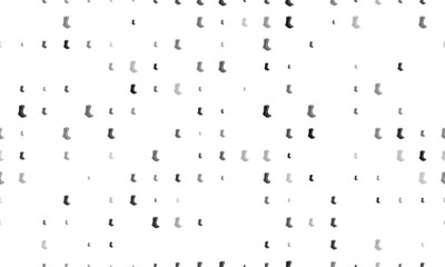 Seamless background pattern of evenly spaced black socks symbols of different sizes and opacity. Vector illustration on white background