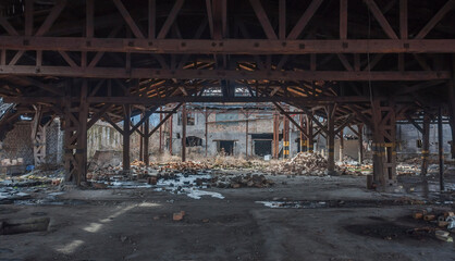 Fototapeta premium Old abandoned pottery and brick factory in Kladno, Czech Republic