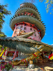 Aerial view of Wat Sam Phran the Dragon temple in Nakhon Pathom, Thailand
