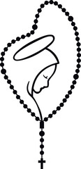 Vector de silueta de rosario fe catolica virge maria creencia