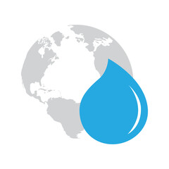 planet earth and blue water drop, vector 