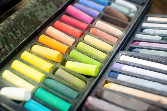 Soft rainbow colorful chalk pastel for drawing.