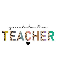 Fototapeta na wymiar Special Education Teacher svg PNG, Special education teacher half leopard cheetah print png svg, back to school png, SPED, teacher leopard 