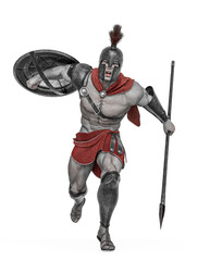 Obraz premium ancient warrior is running for war front view