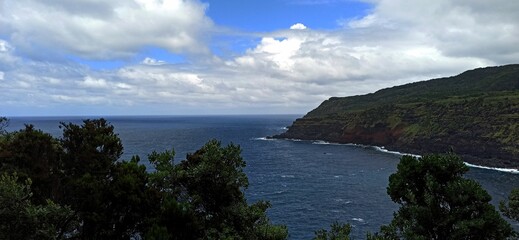 View of the cape from the island of Terceira, which is located in the middle of the Atlantic Ocean