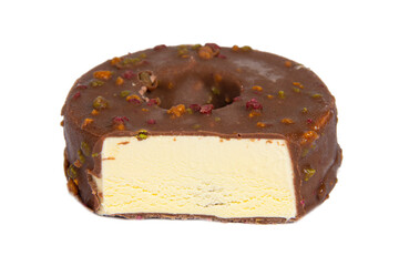 Chocolate round circle icecream isolated on the white background