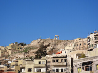 Fototapeta na wymiar Amman citadel - jordan (Temple of Hercules - historical Roman building)