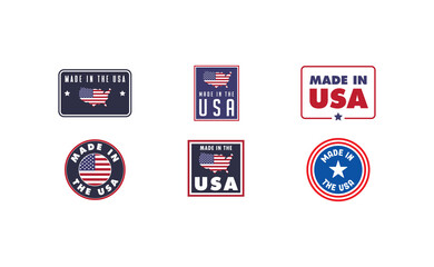 Made in USA. American manufactured emblem. Pride United States national badge.