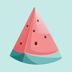 Vector illustration of a watermelon slice. Juicy tropical watermelon design for various applications.