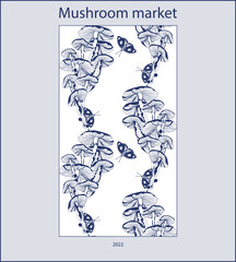 Mushroom market vintage style poster