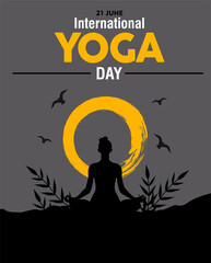 International Yoga day 21 june web banner EPS10 vector.Meditation Practice Yoga Colorful Fitness Concept. Vector illustration