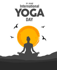 International Yoga day 21 june web banner EPS10 vector.Meditation Practice Yoga Colorful Fitness Concept. Vector illustration - 510681059