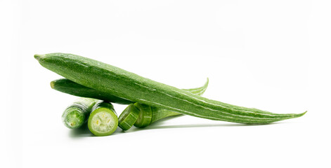 fresh Snake gourd slices isolated on white background