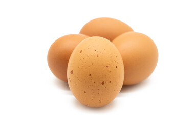 Group of chicken eggs isolated on white a background.
