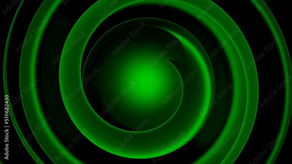 Poster abstract green spherical objects with ripples around. design. swirling colorful background with hypn