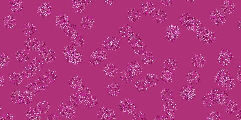 Light pink vector doodle pattern with flowers.
