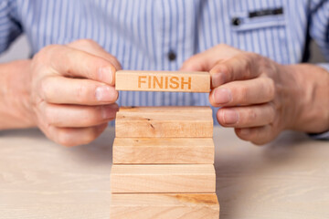 Career ladder finish, end goal achieving in business, education. High quality photo