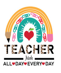 teacher mode all day every day svg png, teacher rainbow png SVG, half leopard, teacher life png svg, teacher svg, rainbow svg, teacher svg
