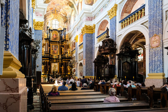 Swieta Lipka, Poland - June 12, 2022: Most Holy Virgin Mary, Queen of Poland, Holy Linden sanctuary in Swieta Lipka village