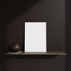 Minimalist portrait white poster or photo frame in modern living room wall interior design with...