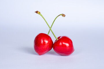 Cherry fruits isolated on white background.
