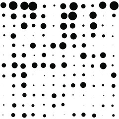Black polka dots random pattern background. Abstract halftone. Vector illustration.	