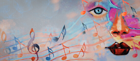 Obraz premium My music. Watercolor design background
