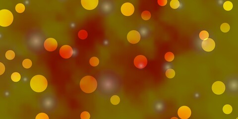 Light Pink, Yellow vector pattern with circles, stars.