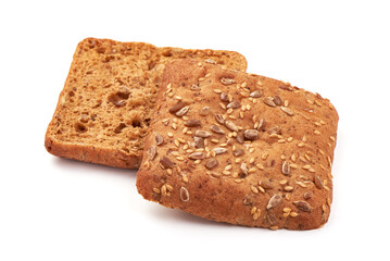 Wheat flour bun, isolated on white background.