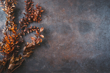 Old rusty metal sheet as grunge design with cottage style decoration and copy space right as...