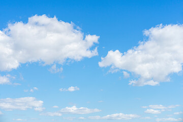 Panorama of blue sky with white clouds in summer day