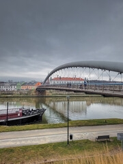 Fototapeta premium KRAKOW, POLAND, 7 JANUARY 2022: Bridge over the Vistula river
