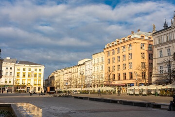 Fototapeta na wymiar KRAKOW, POLAND, 7 JANUARY 2022: View of the Market Square