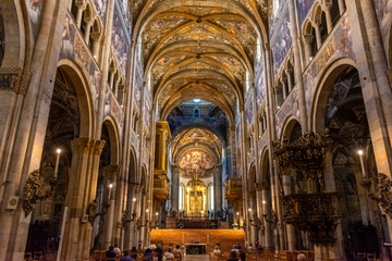 Fototapeta premium PARMA, ITALY, 13 JUNE 2021 Beautiful and colorful interior of the Parma Cathedral