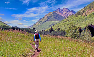 Hiker in Colorado's White River National Forest near Aspen