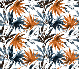 Hand draw tropical pattern with strelitzia © akn