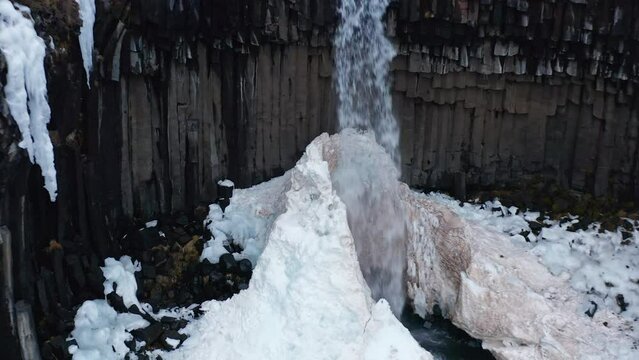 Svartifoss Waterfall and Basalt Lava Columns Epic Landscape. Iceland