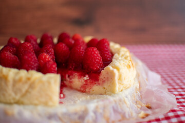 Close-up view of a delicious homemade cheesecake