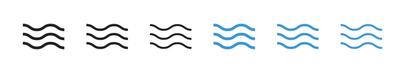 Set of waves icons. Vector illustration. Wave lines collection.
