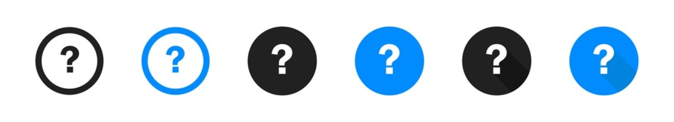 Set of question mark icons. Vector illustration. Question symbol collection.