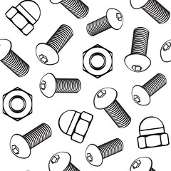 Seamless pattern with bolts and nuts