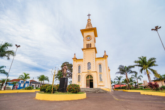 Brodowski, S&atilde;o Paulo ,Brazil - Circa june 2022: Brodowski city, mother church.