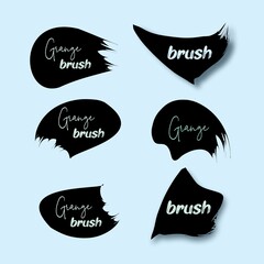 Black spots drawn by hand with a brush stroke. A collection of doodle lines, a hand-drawn template.Vector set isolated on a white background. Stroke lines with a black felt-tip pen and a grunge brush