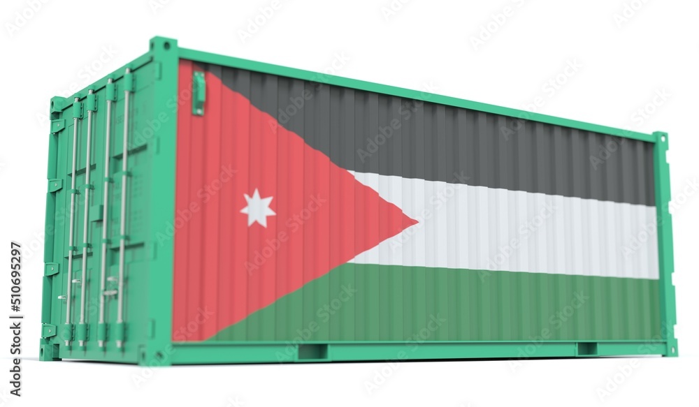 Aufkleber shipping container with flag of jordan on the side, 3d rendering