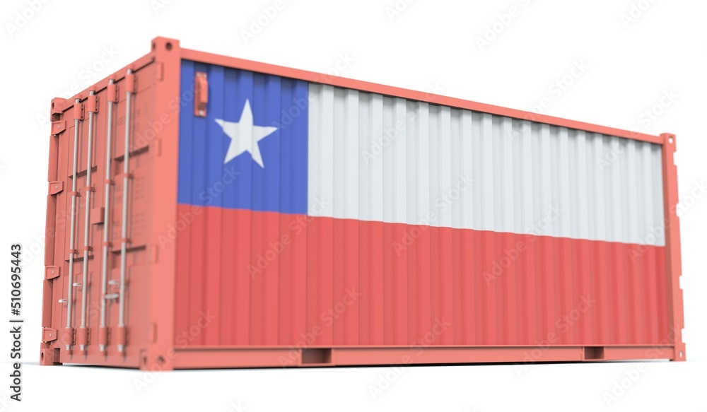 Aufkleber shipping container with flag of chile on the side, 3d rendering