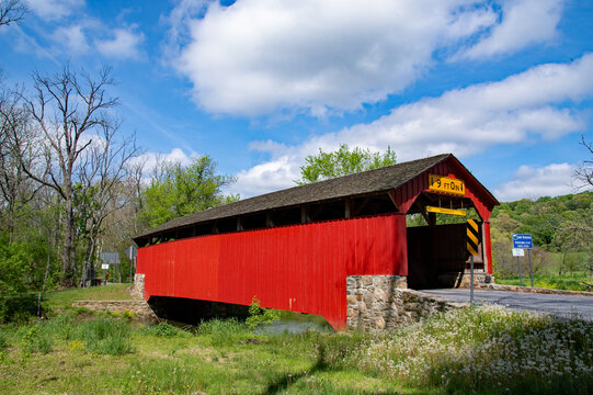 Red Covered Bridge In Chester County, PA 