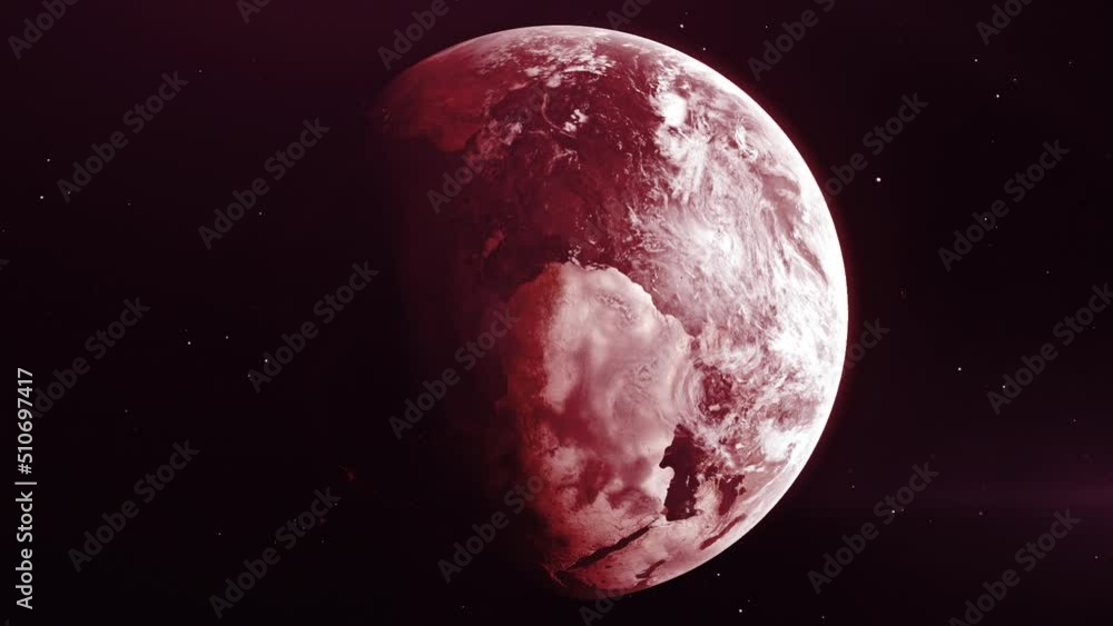 Poster 3d animation with planet in space. motion. colored planet with radiation in space. planet with color