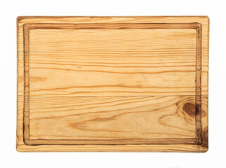 Used wooden cutting or chopping board isolated on white background.