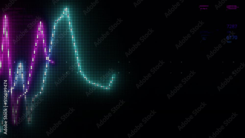 Poster digital animated cryptocurrency graph on timeline with dynamic movement of neon lines. motion. follo