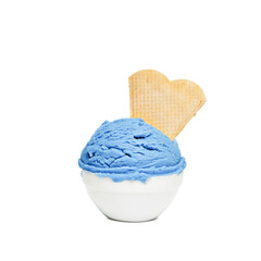 Fototapeta na wymiar Blueberry ice cream in bowl isolated on white background